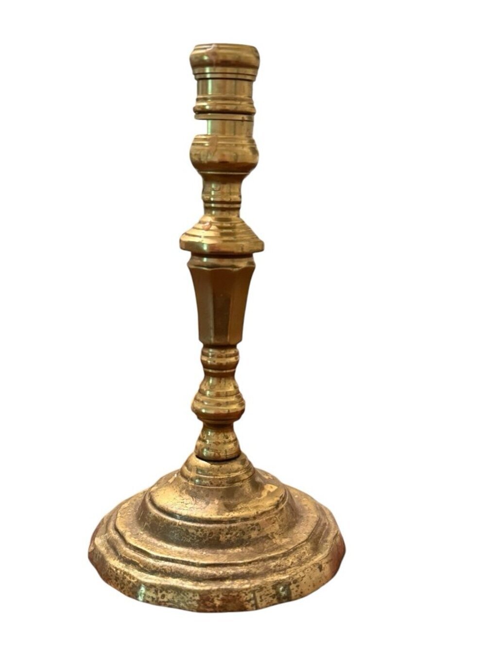 VTG Hampton Brass 8 3/4" Candle Stick Holder Heavy As Found Condition Patina Wax